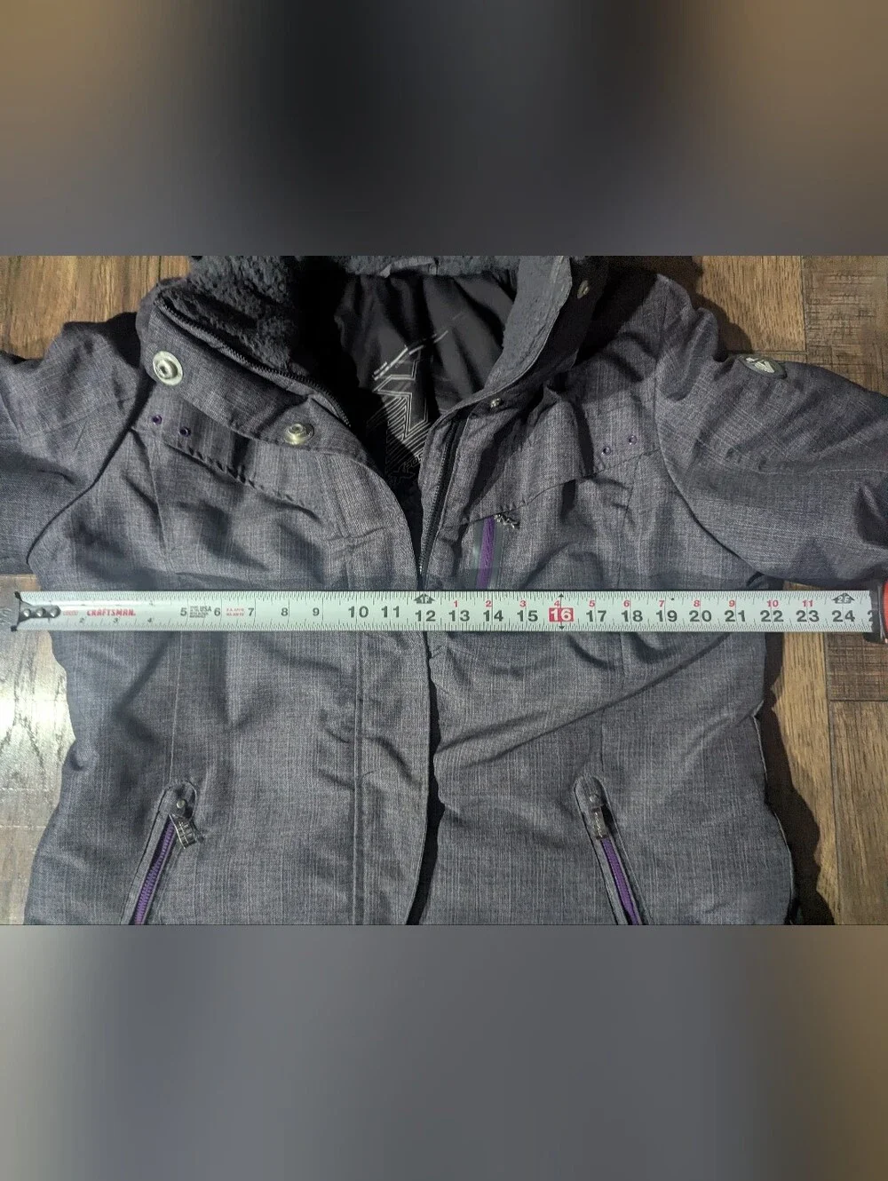 Zeroxposur Womens Charcoal Gray Puffer Jacket Removable Hood Size L Pockets NWOT